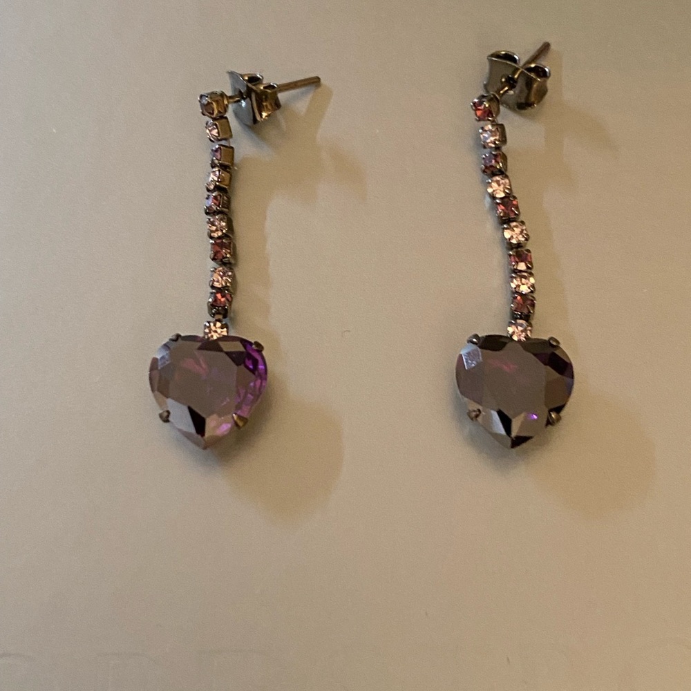 Heart Drop Fashion earrings in purple